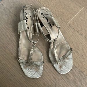 Lanvin silver block heel sandal size 41